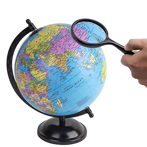 Image of Magicwand Metal & Board Political Educational Laminated Rotating World Globe with Black Metal Base【10 inch with Black Base】