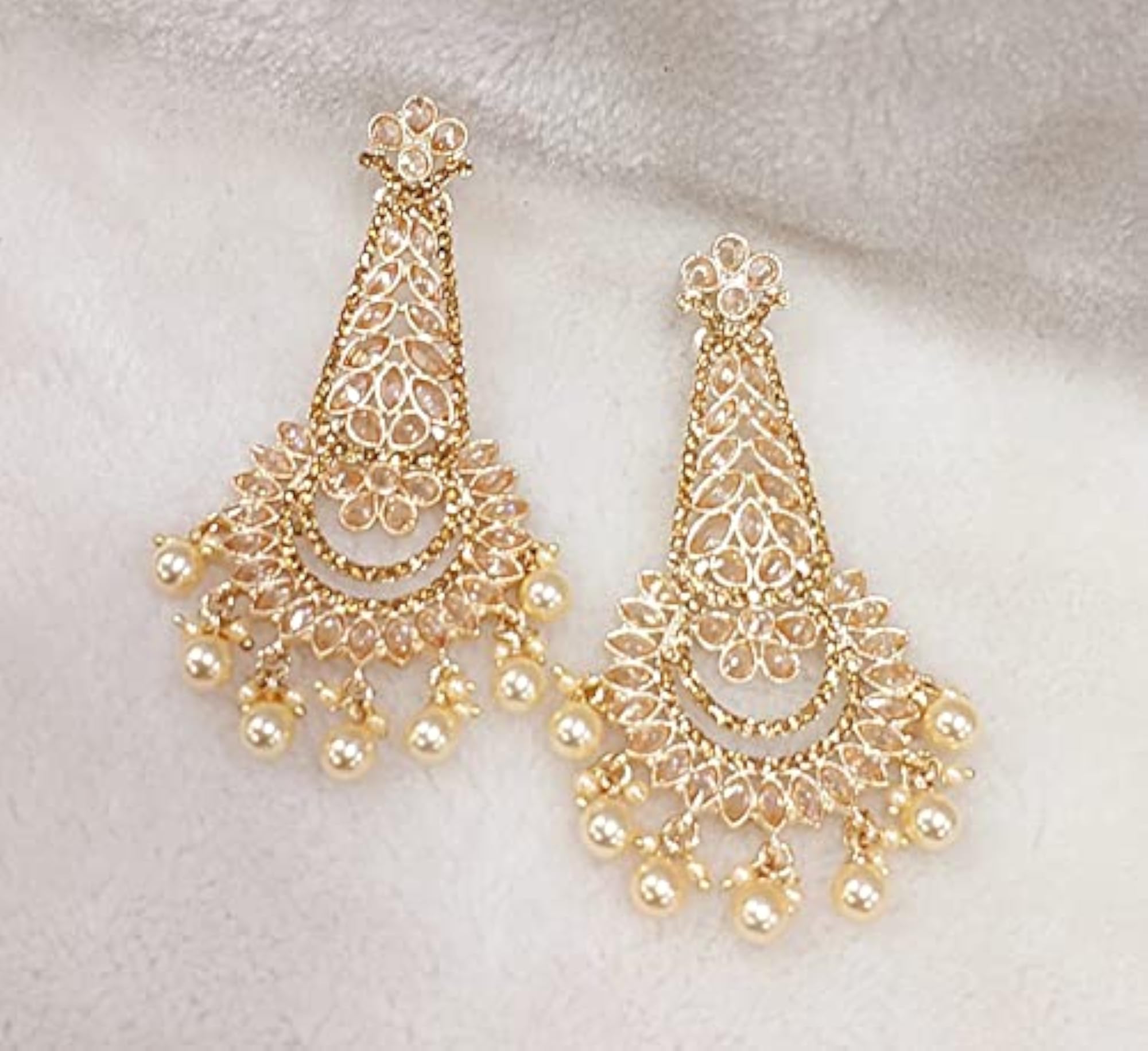 Women's Long Lightweight Designer Earrings, Pearl