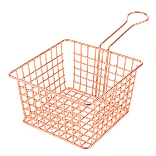 HomeDecTime Colador de Cocina para Verdura Comida, Cesta de Freidora - Oro Rosa l