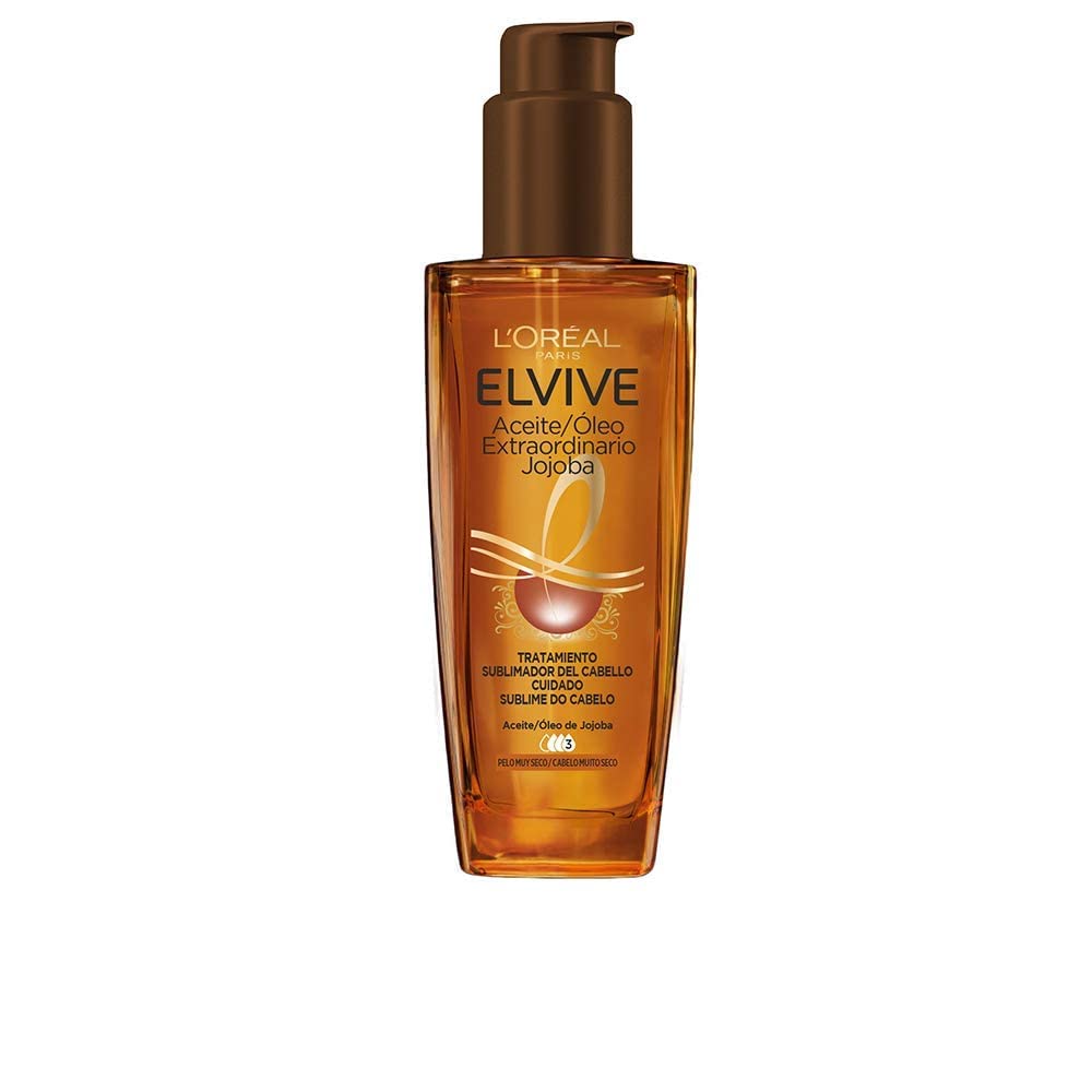 L'Oréal Paris Aceite Tratamiento Sublimador Para El Cabello, Para Todo Tipo de Pelos, Elvive Aceite Extraordinario de Jojoba, 100 ml
