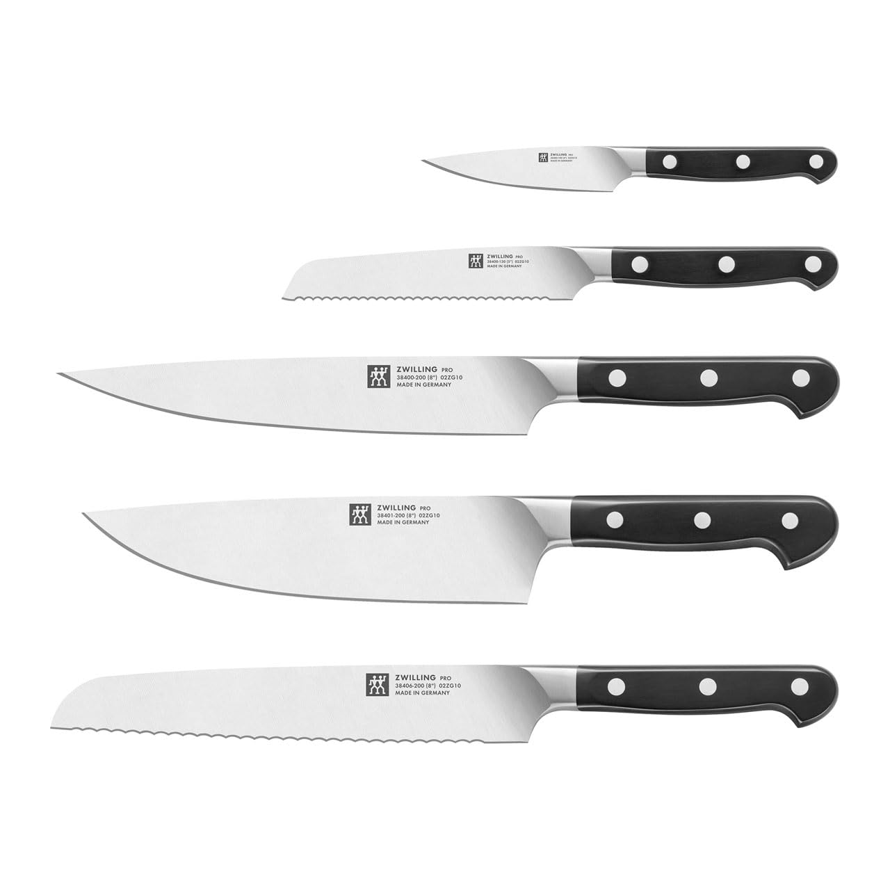 ZWILLING Pro Messerblock,6-tlg., Bambusblock, Messer aus rostfreiem Spezialstahl, 3-Nieten-Design, 125 x 275 x 380 mm, Schwarz