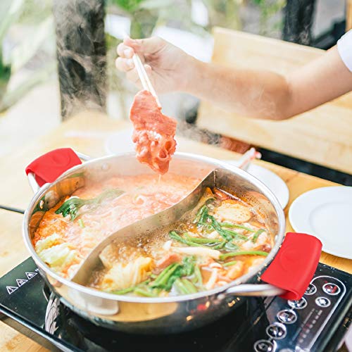 3 Pairs Silicone Assist Handle Holder Hot Handle Holder Sleeves Heat Insulated Pot Grip Scald-Proof Pan Grip Cover for Cast Iron Woks Frying Pans Griddles Skillets Oven Trays (Red) 3 Gallery Image 3 Pairs Silicone Assist Handle Holder Hot Handle Holder Sleeves Heat Insulated Pot Grip Scald-Proof Pan Grip Cover for Cast Iron Woks Frying Pans Griddles Skillets Oven Trays (Red) 3 Gallery Image