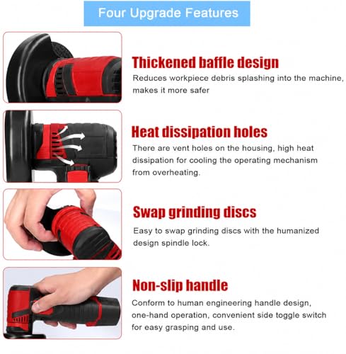 Image of Mini Angle Grinder Machine with 48V-2 Rechargeable Battery |19500 RPM With Abrasive Wheels for Cutting, Grinding & Polishing Metal, Marble & Stone Cutting with Spindle Lock and Toggle Switch.