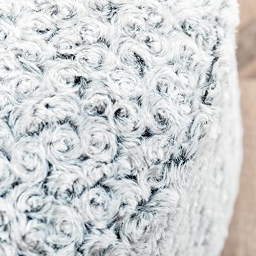 Grey Pouf Ottoman Unstuffed Foot Rest Pouf 20X20X12 Inches Round Ottoman Pouf (No Filler)Floor Bean Bag Chair Foldable Floor Chair Storage For Living Room Bedroom Light Grey White Pouf Cover Only #TOP7