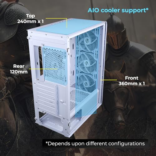 Image of ZEBRONICS Ronin Mid-Tower Premium Gaming Cabinet EATX /ATX /mATX,3X 120mm Front + 1x 120mm Rear Fan,ARGB Inner Glow,RGB LED Control,Tempered Glass Side Panel,USB 3.0, Magnetic Dust Filter