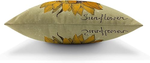 Miniatura 5 de AOYEGO Funda de almohada con diseño de girasol en estilo retro, diseño de cuadrícula aislada, diseño floral, naturaleza, 18 x 18 pulgadas, cojín