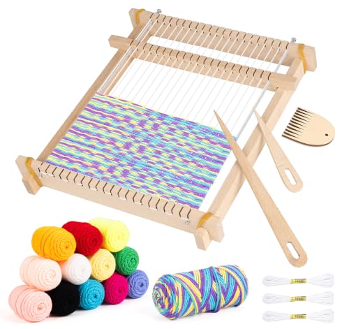 Lemonfilter Weaving Loom for Kids 9.45 x 11 DIY Hand-Knitting Wooden Tapestry Weaving Loom Kit Large Weave Frame for Adult and Beginners Handcraft Gift for Birthday Christmas