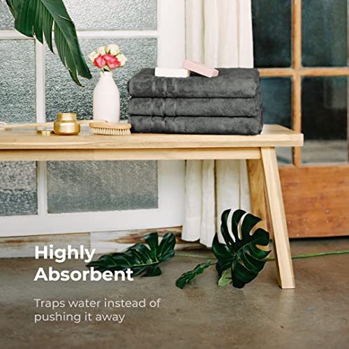 Cariloha Organic Bamboo-Viscose And Turkish Cotton Bath Towel - Luxuriously Soft And Odor-Resistant - 600 Gsm - 30" X 56" - Onyx #TOP4