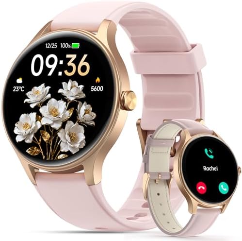 Montre Connectée Homme Femme Rond(2 Bracelets), 1.27" HD 40mm Sma...