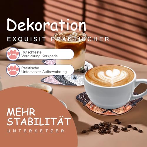 10 STK Diamond Painting Untersetzer mit Halter,rutschfest Craft Untersetzer,Bastelset Geschenk,Diamond Painting zum Basteln,Diamant Malerei Welpe, für Anfänger, Erwachsene & Kinder