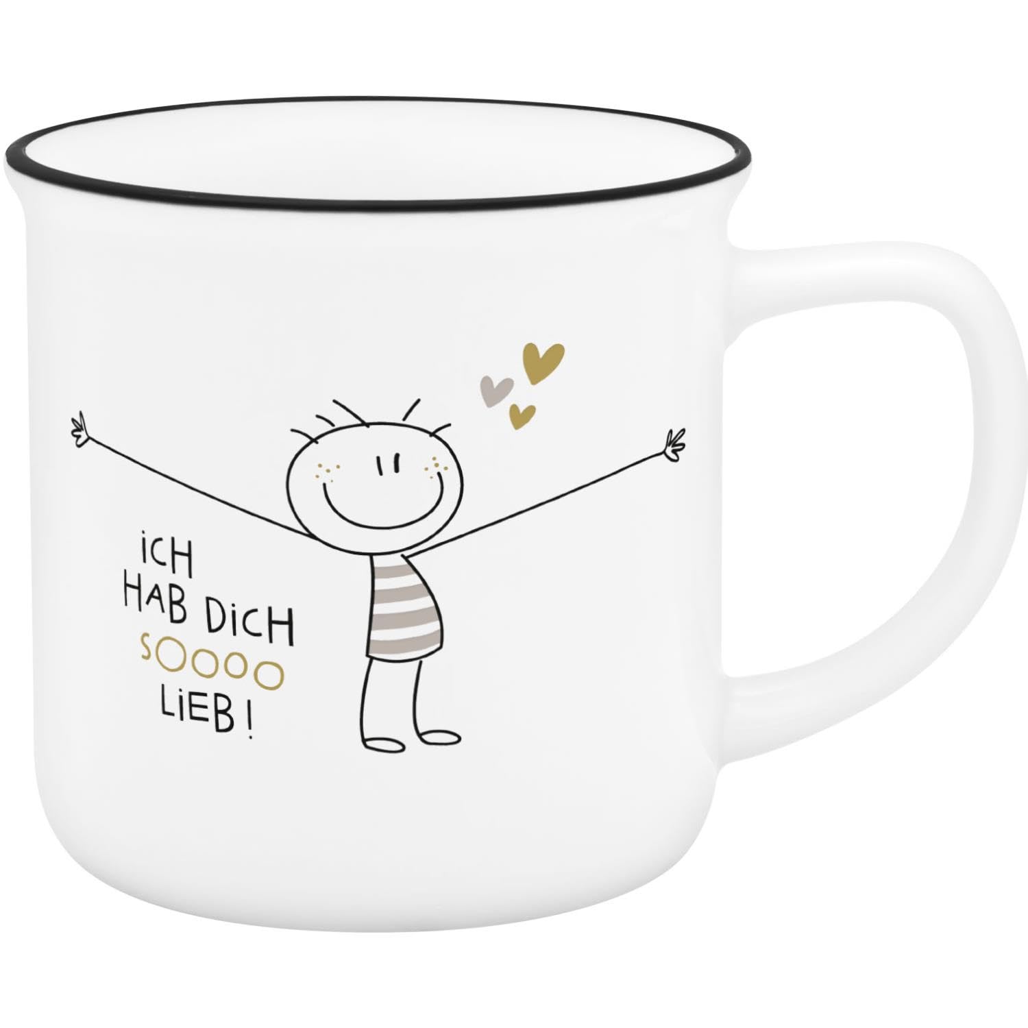 Sheepworld Mug in Enamel Look Hab Dich sooo Lieb [German Language]
