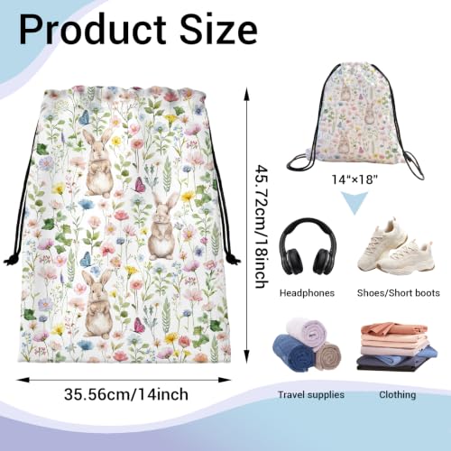 Image of Bunny Drawstring Bag Foldable Storage Pouch Bags for Cloth Shoes