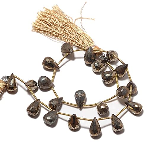 Perles pyrite briolette facettée 7x10mm fil 11 pouces pour création bijoux fait main DIY