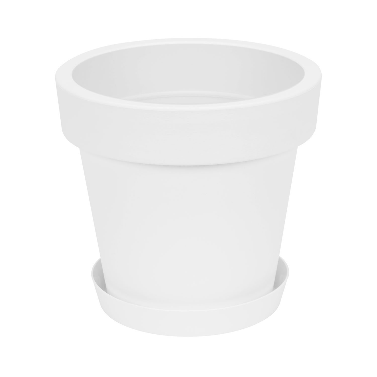 Vaso Per Piante Lofly Con Sottovaso, Serie Bordata, Altezza 23 Cm, Colore Grigio, Plastica Resistente Ai Raggi UV, Per Interni/Esterni