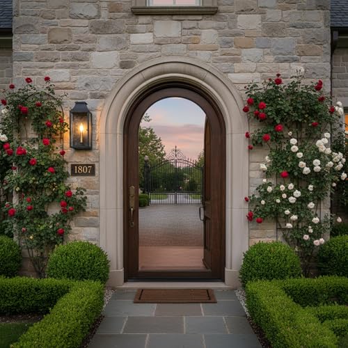 Image of 14 inch Small Classic Outdoor Wall Lantern Light for House Exterior,Handcrafted Satin Black Metal Cage Mounted Pocket Wall Sconce W /Clear Tempered Glass,Waterproof for Porch, Patio, Garage&Front Door E12