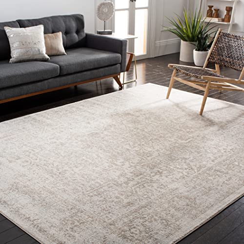 SAFAVIEH Area Rug 9x12 - Evoke Collection - Large - Ivory & Taupe, Distressed Design, Non-Shedding & Easy to Clean, Ideal for Living Room, Bedroom, Dining Space (EVK256E)