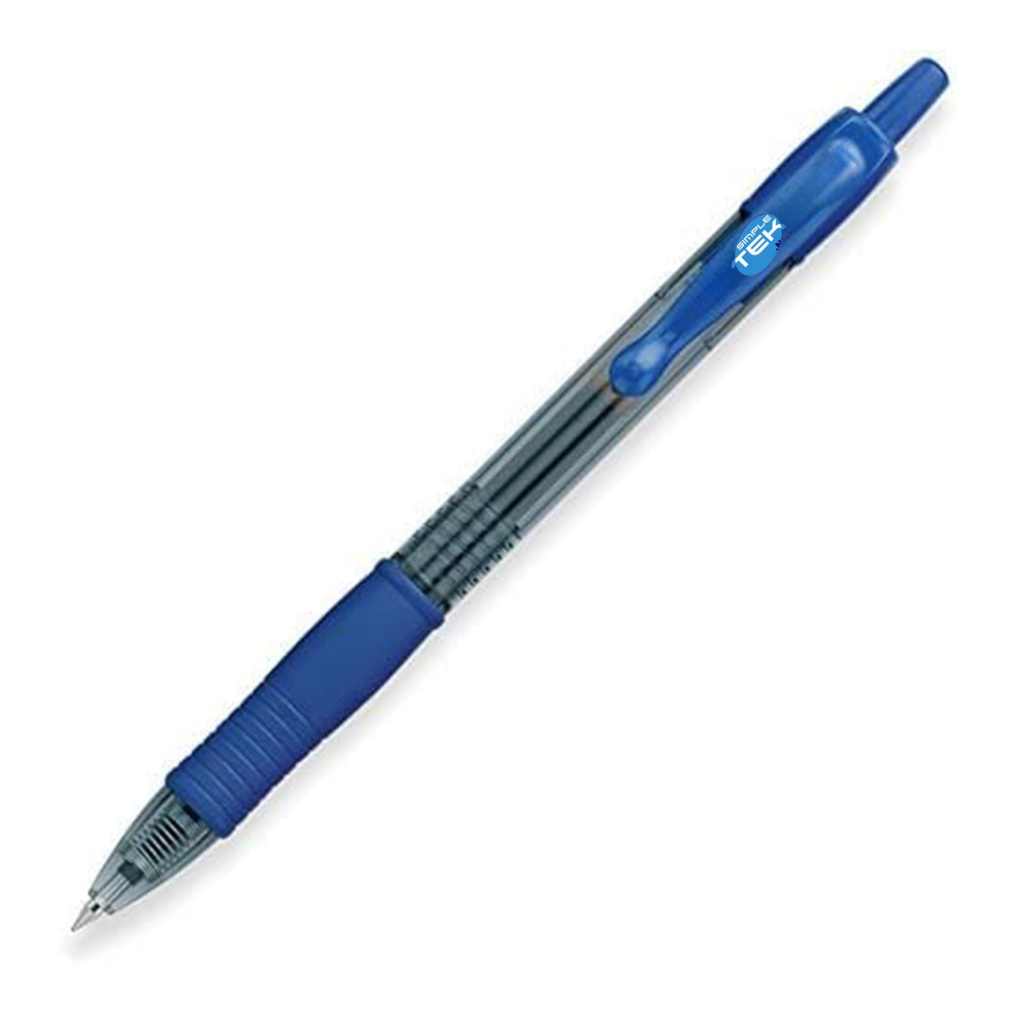 SIMPLETEK - Set 12 X Penne a Gel a Scatto - Tratto 0.7 mm, Inchiostro Blu, Ricaricabili, Asciugatura Rapida e Anti-sbavature