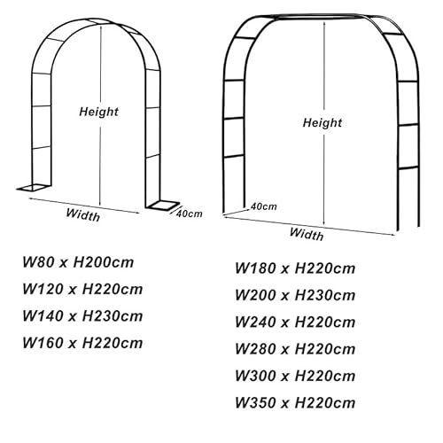 Garden Trellises Arch,Metal Garden Arch for Climbing Plants Pergola Archway for Wedding Rose Arch with Grape Vine Support Outdoor Backyard Decoration Black 240 x 220cm - Image 7