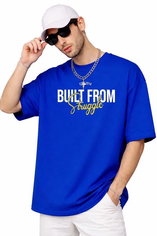 Image of London Hills Printed Cotton Blend Half Sleeve Oversized Men Round Neck Tshirts | T Shirt for Man | Tshirt | Shirts Men | Tshirt for Man | T-Shirt | Mult-Colored