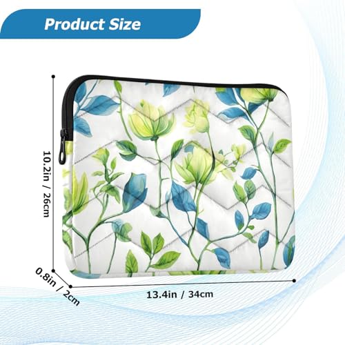 Funda para portátil 13-14 pulgadas con hojas verdes y azules miniatura 3