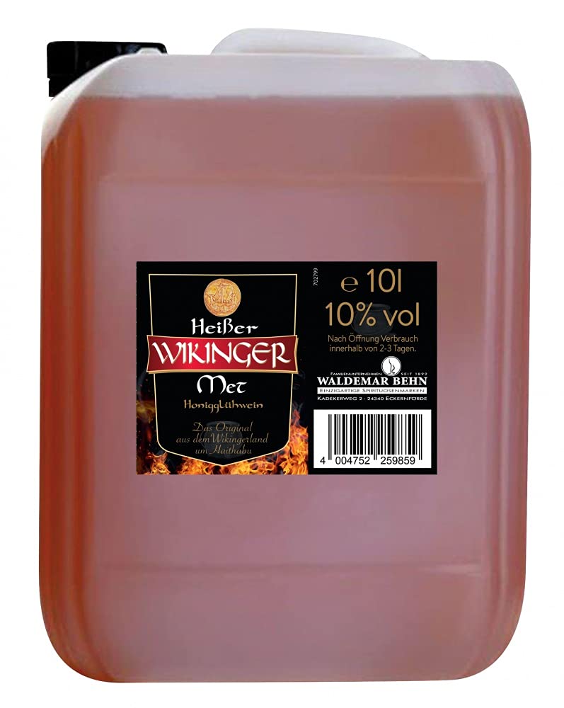 Wikinger Met Heißer Met - 10 L Kanister Met Honigwein 10 % vol. aus dem Ursprungsland der Wikinger in Norddeutschland - Honigmet – Pur, Aperitif oder Heißgetränk