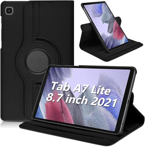 World biz Case For Samsung Galaxy Tab A7 Lite 8.7 Inch 2021 Tablet (SM-T220/T225/T227) 360 Degree Rotation Protective Stand Leather Cover Auto Wake/Sleep Galaxy Tab A7 Lite 8.7 (Black)