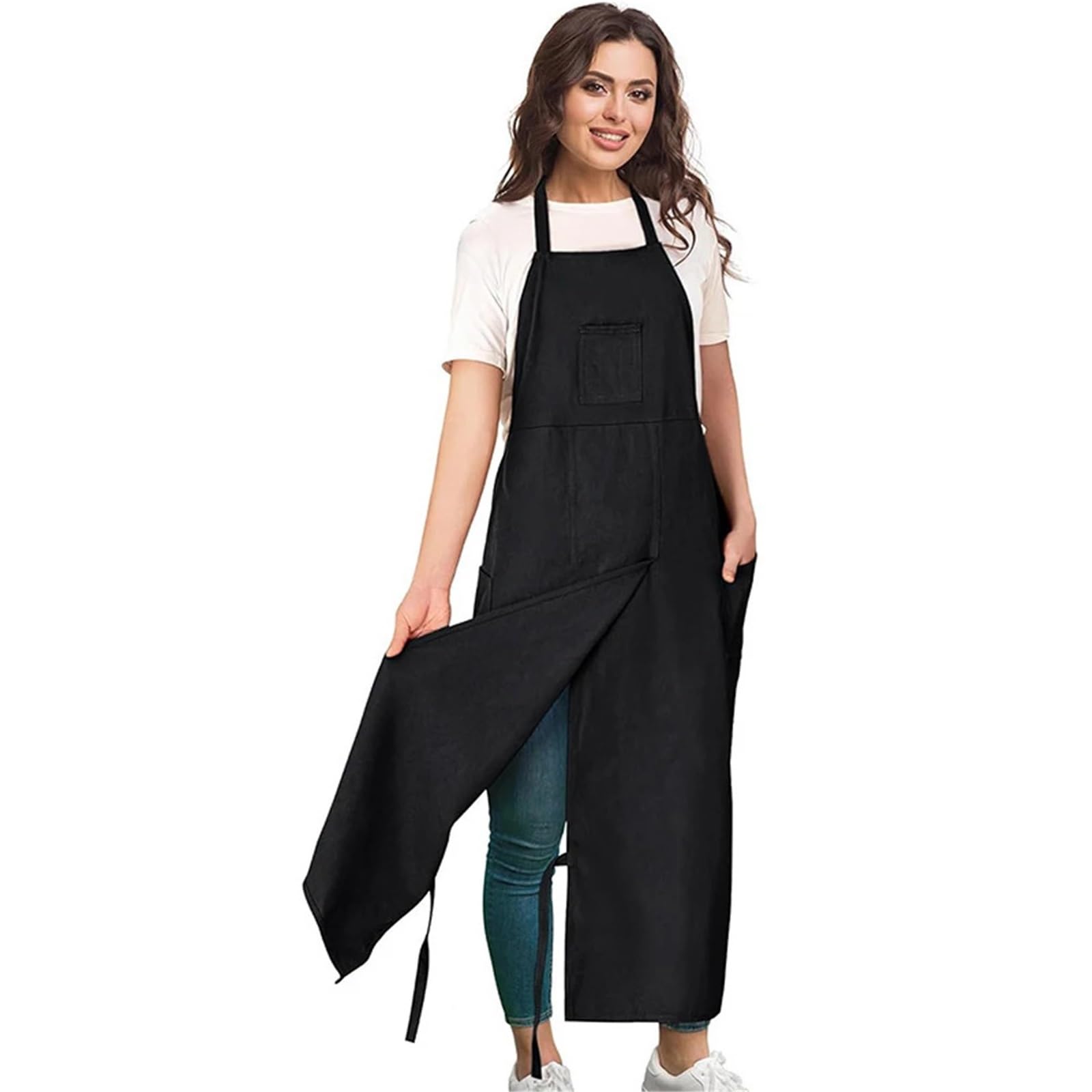 Tablier Potier à Jambes Séparées Tablier de poterie couvrant intégralement, jambes fendues, en toile coton, tabliers potier et céramique avec poches for femmes hommes