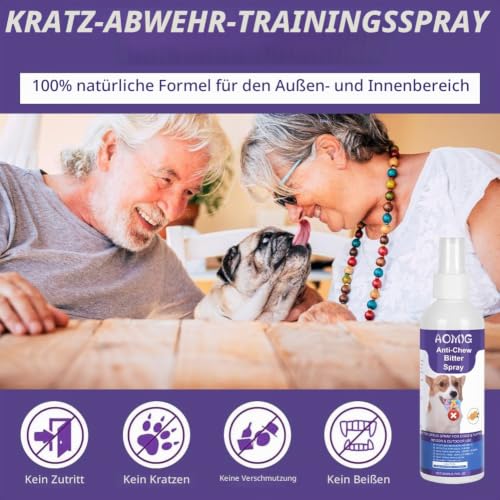 Aomig Fernhaltespray Hunde Knabberstopp für Hund Bitter Spray für Hunde Bitterspray Hundeabwehrspray Hundeschreck Fernhaltespray für Hunde Anti Kau und Lecken Spray für Möbel Kleidung Schuhen (200ml)