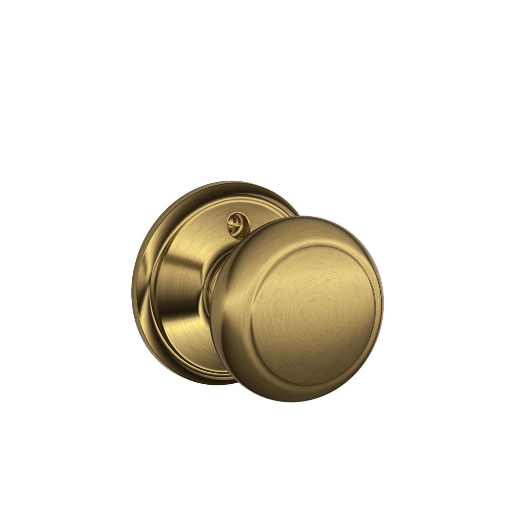 Schlage Andover Privacy Knob, Andover Rose, Antique Brass, Model F40AND609AND