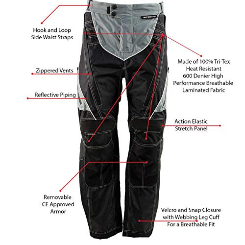 Milwaukee Leather MPM5730 Men's Black and Grey Tri-Tex Fabric Motorcycle Rider Pants w/CE Armor Protection - 46 - Thumbnail 2