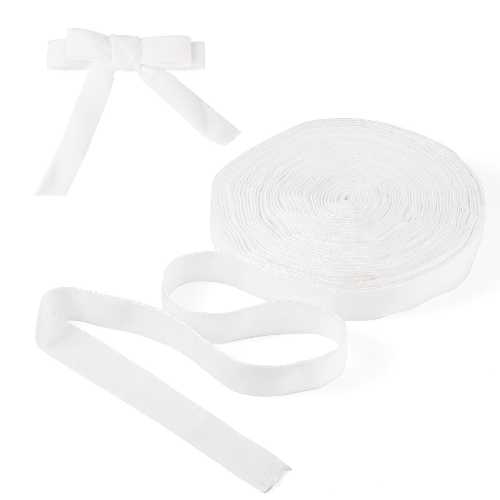 Spritewelry 12.5 Yards Velvet Ribbon 25mm White Vintage Double Side Velvet Ribbons for Gift Wrapping Christmas Party Decoration Wreath Crafts Bow Making