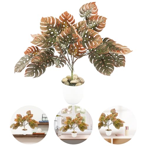 Snail Garden Plante Monstera Artificielle,40cm Intérieur Monstera Artificielle avec Pots et Galets,Faux Monstera en Pot,Gradients Monstera Plants,Faux Plante de Fromage pour la Maison