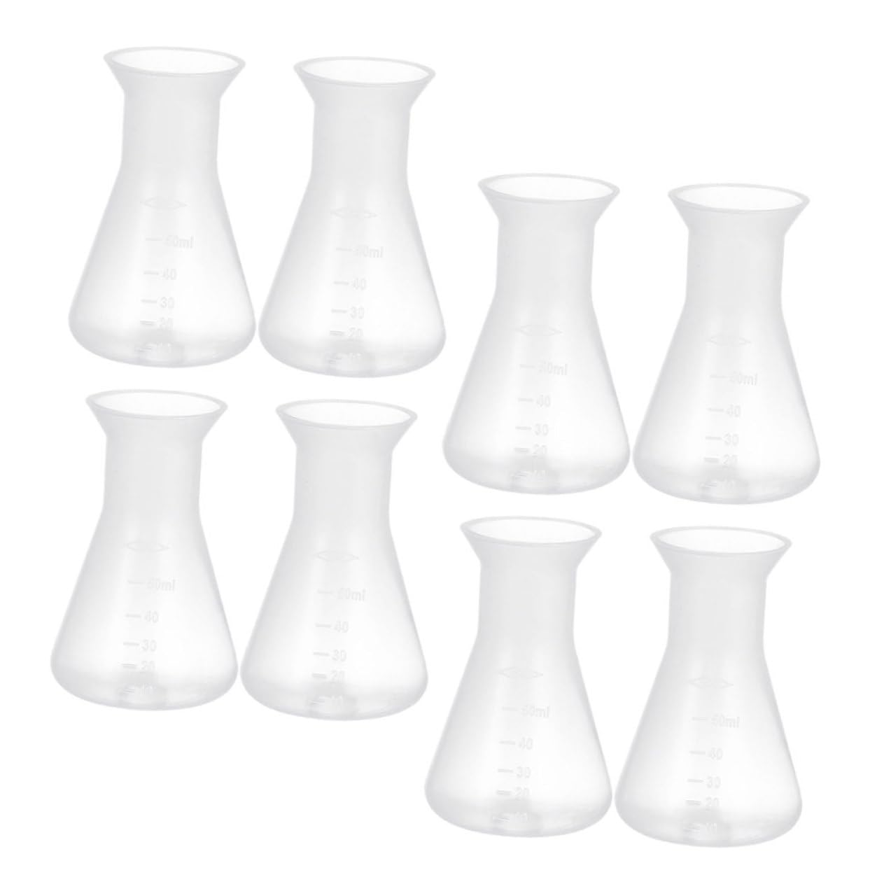 Juego De Matraces Erlenmeyer De Plástico 50Ml 8 Piezas Para Laboratorio