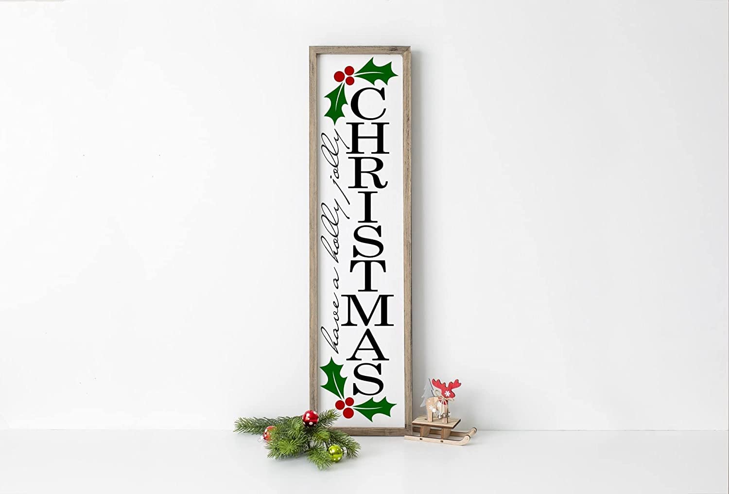 Holly Jolly Christmas Sign Christmas Porch Sign Vintage Metal Sign Plaque Metal Fun Tin Sign Entrance Decoration Gallery Wall Sign 16x4 Inch