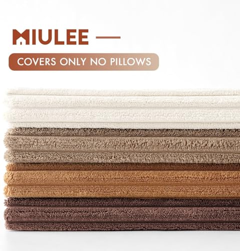 Image of MIULEE Boho Farmhouse Throw Pillow Covers 20x20 Inch Set of 4 Rustic Mordern Neutral Cushion Covers Soft Corduroy Nordic Fall Home Decor for Couch Bed Sofa Living Room Brown