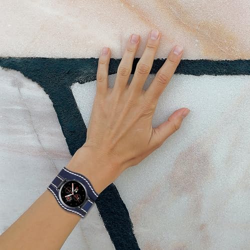 Correa de reemplazo cómoda para reloj inteligente o clásico en cuero azul 3