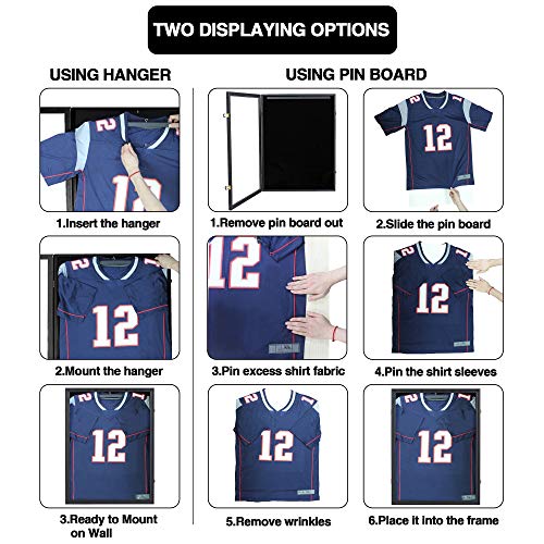 Image of IHEIPYE Jersey Frame Display Case 2 Pack - Large Sport Jersey Shadow Box with UV Protection Acrylic for Baseball, Basketball, Football, Soccer, Hockey, Shirt and Uniform