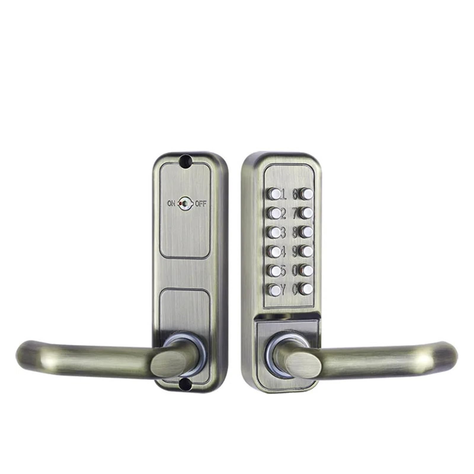 Oshpmbdlyfj Bronze Keyless Mechanical Door Lock Push Button Digital Combination Code Password Zinc Alloy Lock With Handle(Bronze)