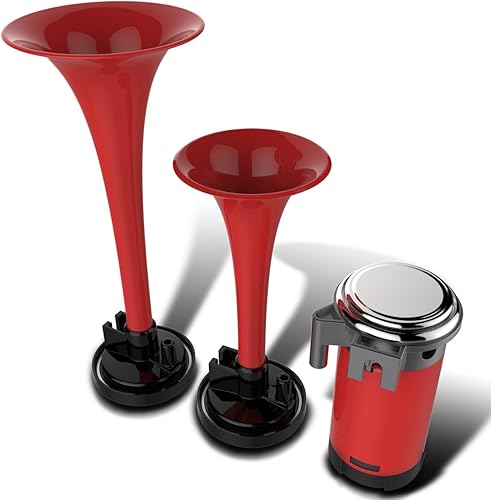 Spec-D Tuning Bocina de aire de doble trompeta roja 115db 12V doble trompeta con kit de compresor