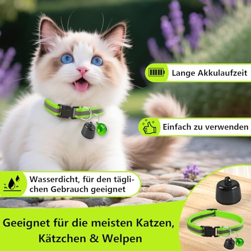 Katze GPS Tracker Hund Kompatibel mit iOS & Android, Weltweite Standortverfolgung, Katzen Halsband GPS Trackers Ohne ABO, Mini Pet Tracker für Katzentracker Katzentracking Peilsender