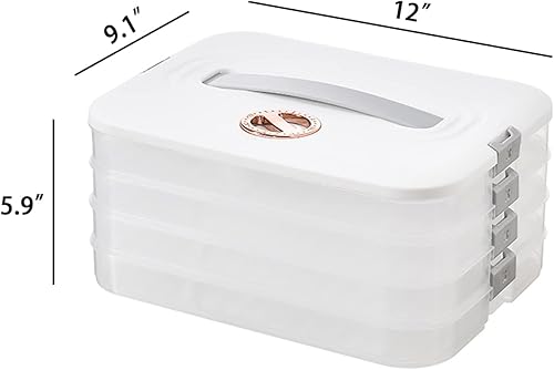 Miniatura 2 de Contenedores de almacenamiento de alimentos de 4 capas con tapas Caja de almacenamiento de bola de masa hervida, buen sellado, contenedores de