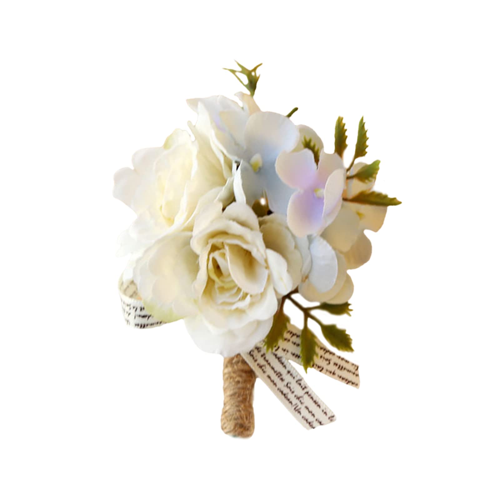Verdant Touch Boutonniere - Boutonniere de seda y plástico para novia y novio con pequeñas flores y cinta, ramillete de boda, vintage y rústico, aniversario y baile, 15 cm x 8 cm