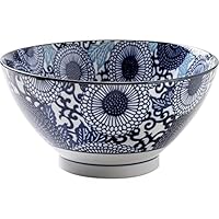 新品2枚セット美濃焼 紺青20.5cmクープ 大輪菊