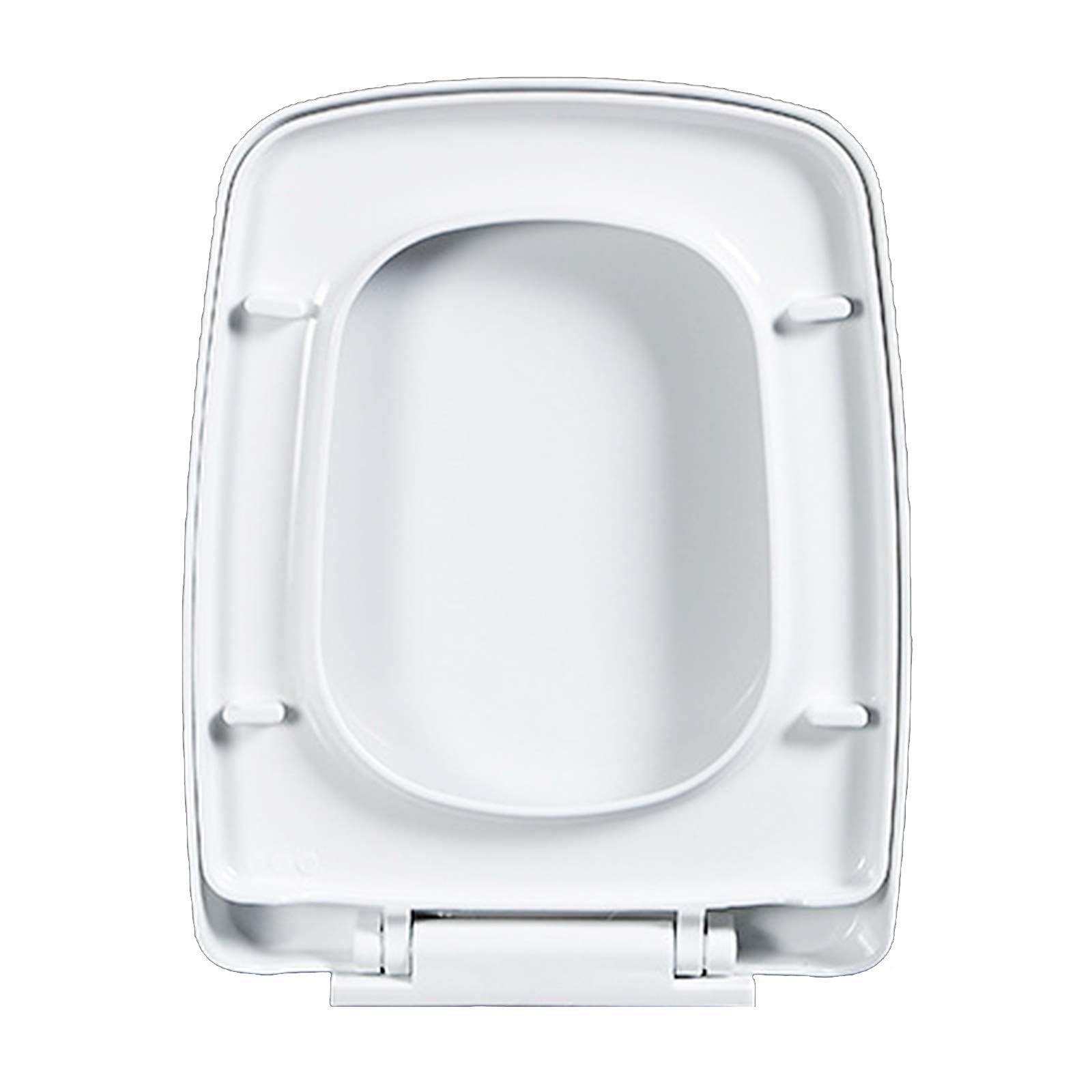 Brigtviee One Color Elongated Trapezoid Toilet Seat Slow Close 1 Pack,Square Toilet Bowl Lid Multifunctional Quiet Close Pp Material Rectangle Type,Detachable Bathroom Accessories,White,06B