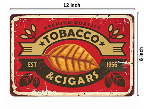 Aoyego Tobacco Tin Sign,Branch Botanical Star Cigar Smoke Gentleman Retro Vintage Metal Tin Signs For Cafes Bars Pubs Shop Wall Decorative Funny Retro Signs For Men Women 8X12 Inch #TOP1
