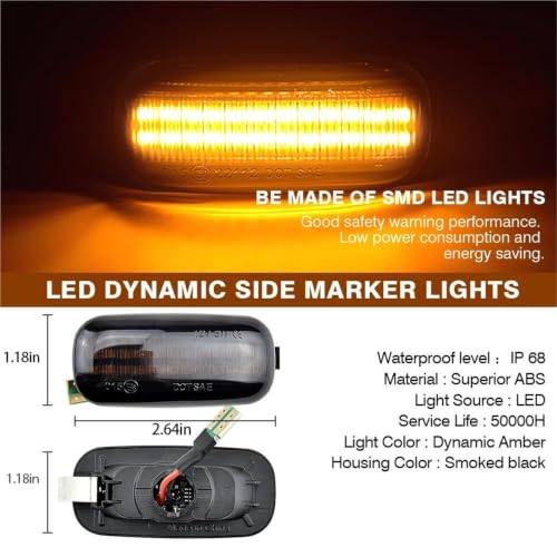 Luz secuencial LED lateral para Audi A4 B7 B6 A3 8P indicador dinámico crystal white antiniebla 6