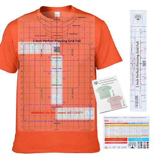 CLPA Heat Press Safe Tshirt Pressing Guide for Vinyl Alignment and Accurate Placement Full Shirt. an All-in-one t-Shirt Ruler Guide for Heat Press Vinyl Graphics or an Embroidery Placement Guide