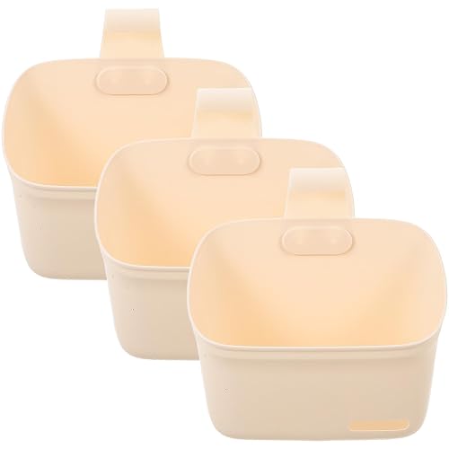 3pcs Large Cream White Hanging Storage Baskets with Detachable Hooks,