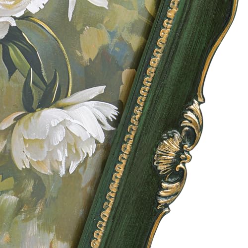 Image of Saysmile Vintage 11x14 Picture Frame Green, Textured Antique Picture Frames with Embossed Flower Design, Ornate Frame for 11x14 Photo, Resin Antique Frames Tabletop & Wall Hanging, Home Decor