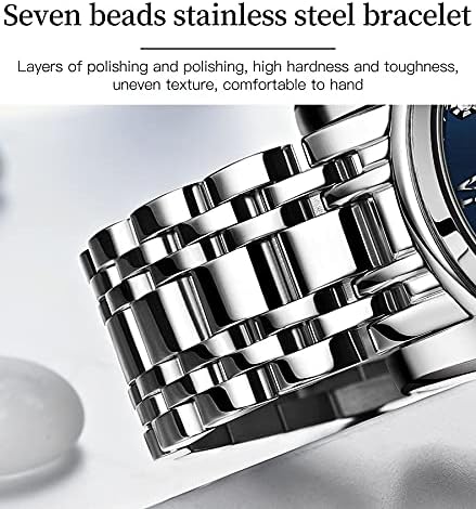 OLEVS Men Watches with Date Bussiness Watches for Male Luminous Quartz Mens Watches Waterproof with Stainless Steel Strap Stopwatch Timing Function (Silver Band Black dial) - Image 5